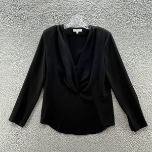 IRO Blouse Womens 6 Black Lightweight V Neck Pullover Career Business Top